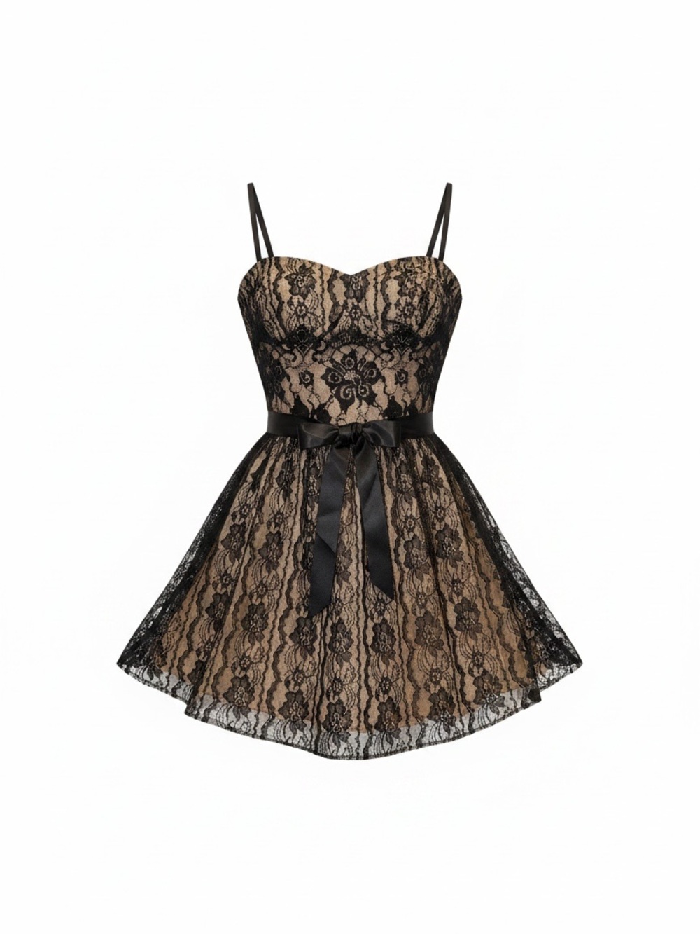 Jessica McClintock Black Lace Mini Dress 4 Y2K Vintage Homecoming 2003 EUC 🟡 - Picture 4 of 14